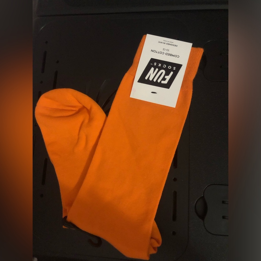 Fun Socks Men’s Orange Combed Cotton Crew Socks